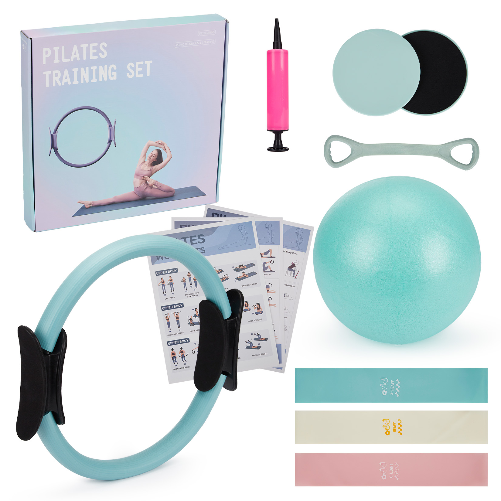 Pilates Bar Kit With Resistance Bands - Pilates Eğitim Seti, 6'sı 1 Arada